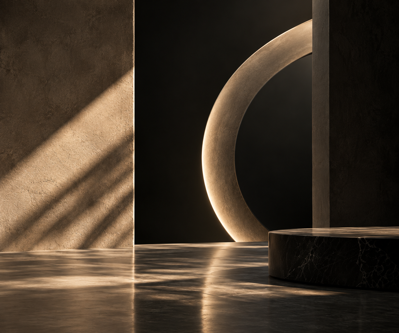 Travertine sphere in raking light